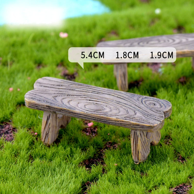 Mini drevený park lavica stoličky sukulenty bonsai ozdoby Romantická živici milujú stolicu malé ozdoby rozprávkové záhradné figurínové bábiky