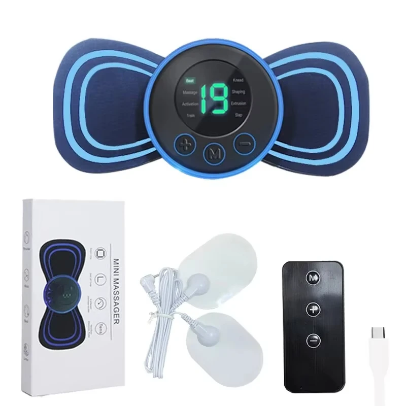 Mini elektrický krk Massager so svalovým stimulátorom krčka maternice vankúšiky pre diaľkové ovládanie