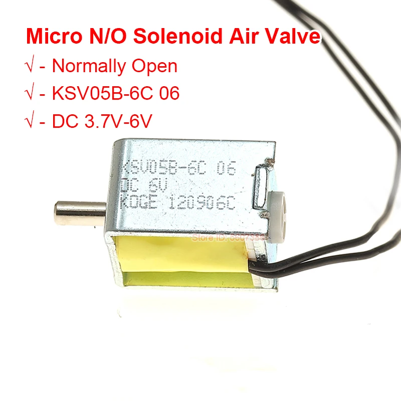 Mini elektrický solenoidný ventil KSV05B-6C DC 3,7V 5V 6V Normálne otvorený N/O Mikro vzduchový riadiaci ventilový ventil Vzduchový ventil