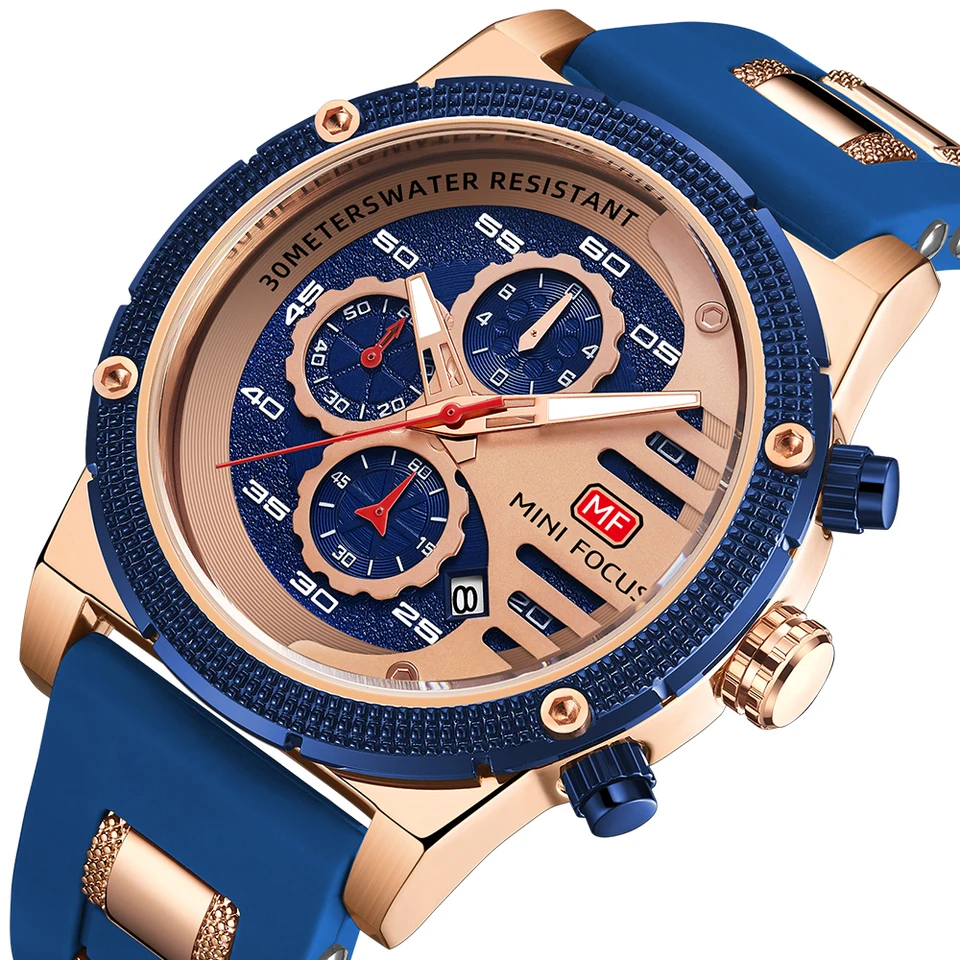 Mini Focus Fashion Pánske hodinky Luxusná značka Quartz Waterproof Sports Wristwatch Relogio Masculino Reloj Hombre Silikónový remienok