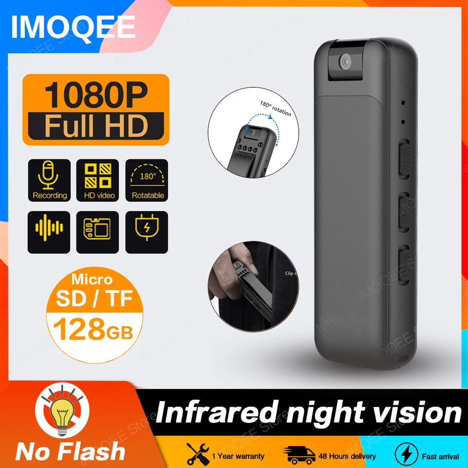 Mini fotoaparát D3 plná HD 1080p Micro Body Camera Night Vision DV VIDEO VIDEO Voice Recorder s 180 rotujúcimi Len SMART HOME 80 CAM