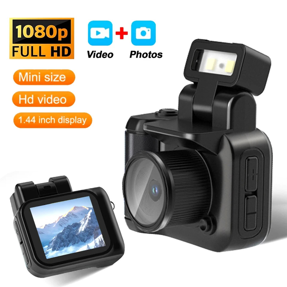 Mini fotoaparát s obrazovkou HD 1080p prenosný videorekordér s bleskovou lampou a batériou Študent Malé kamkordé vreckové kamery