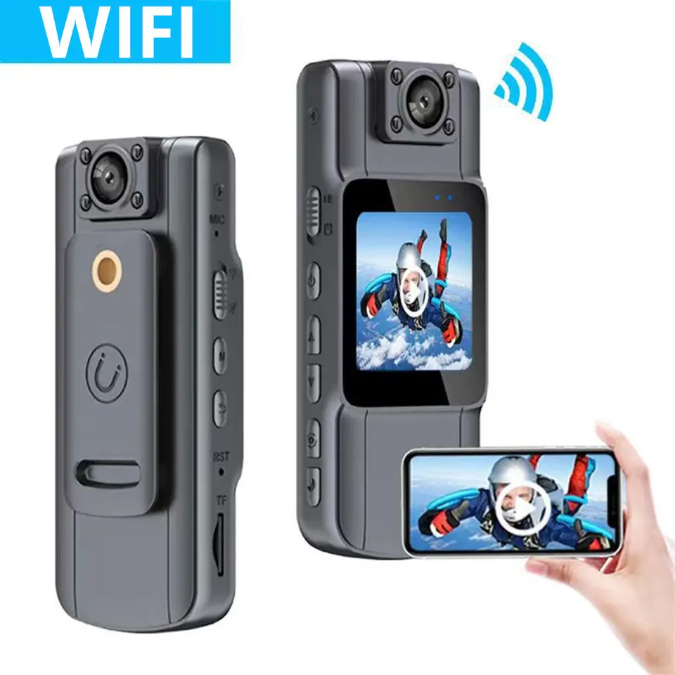 Mini fotoaparát s obrazovkou HD IPS 180ROTATIBLE Len a zadné klip plné policajné telo HD Nositeľné kameru Nositeľné vrecko na vrecko na karosériu