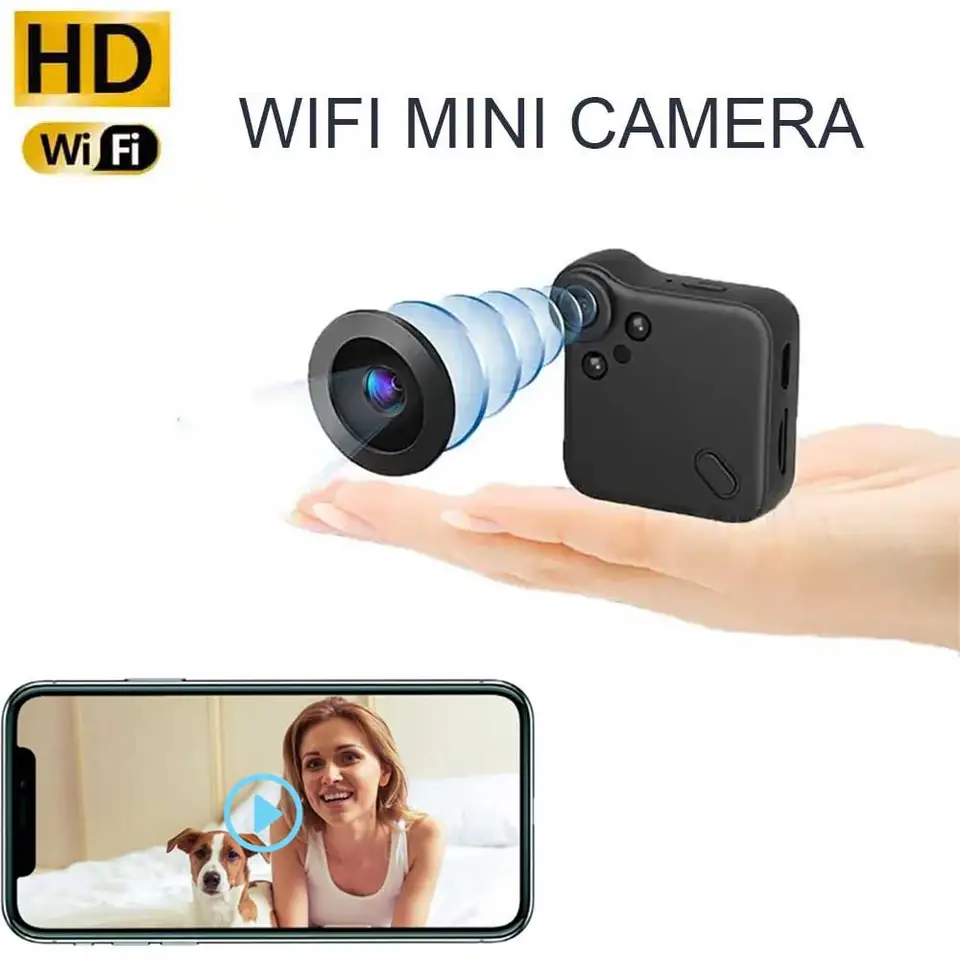 Mini fotoaparát wifi bezdrôtová opatrovateľka malá detekcia pohybu vačky výstrahy nočného videnia v reálnom čase rekordný rekord sledovacia kamera skrytá karta TF