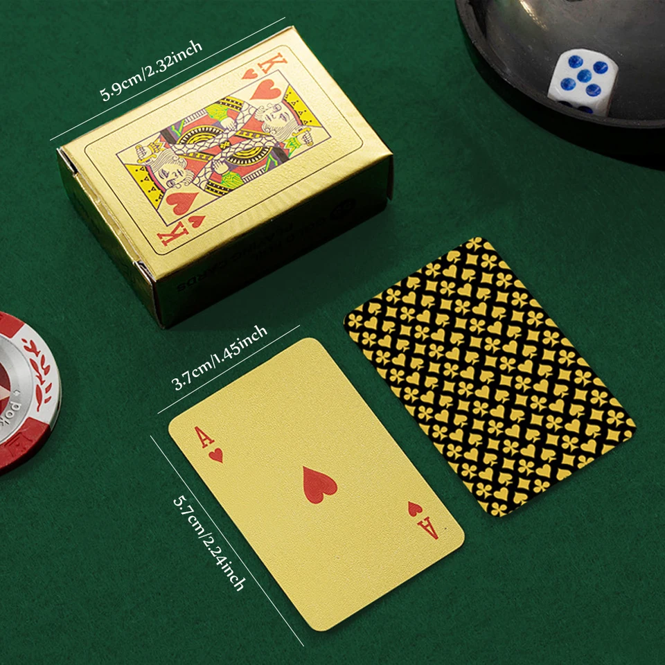 Mini Gold Leaf Hrací karty 2 paluby lopatkovej pokerovej karty, rýchla, zábavná, konkurenčná hra pre viacerých hráčov, 3,7*5,6 cm
