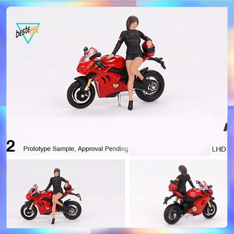 MINI GT MODEL MODEL Limited Edition 1/64 Ducati Panigale V4 Motorcycle Girl Doll Cars Model Model Model Boy Collection Darček hračky