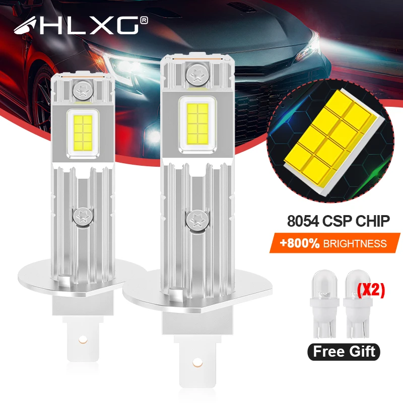 MINI H1 H3 LED svetlo -svetlomet žiarovky Canbus Turbo Hlave Lamp s ventilátorom 8054 CSP čipy 1: 1
