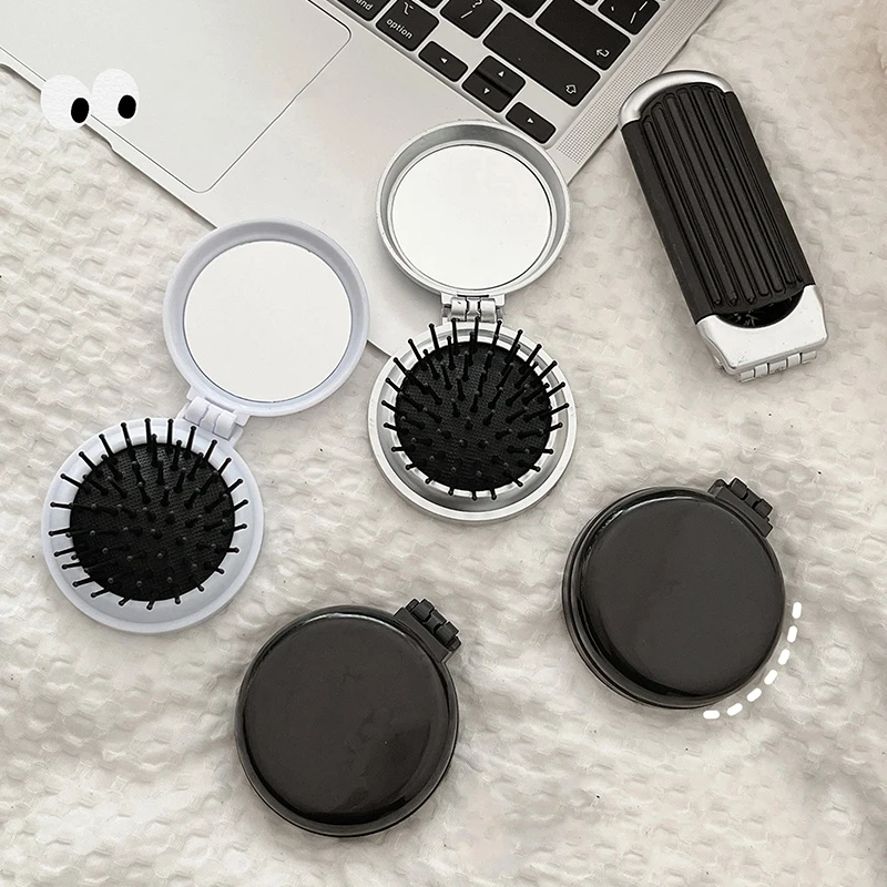 Mini Hairbrus Skladacie masáž Masáž HEAD HEAD Masáž Ant-Static Prenosná cestovná kefka Girl Girl Hains Comps so zrkadlom