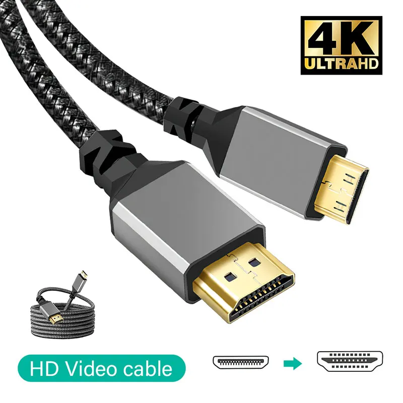 MINI HDMI na HDMI Kábel Vysoká rýchlosť 4K 60 Hz HDMI 2.0 Hliníková škrupina Plepl HDMI na mini HDMI kábel obojsmerné 1M 3M 5M 5M