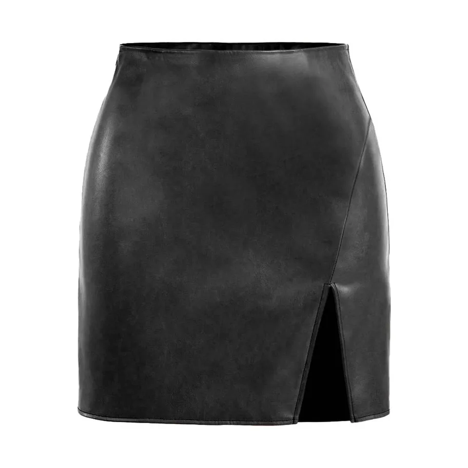 Mini kockované sukne pre ženy Sexy dámske dámske vysoké pás Bodycon Mini krátke faux kožené sukne s štrbinovou sukňou s krátkymi guľkami