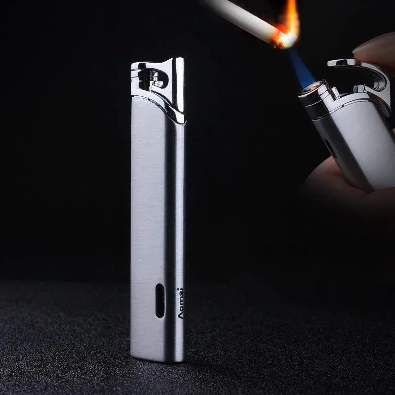 Mini kompaktný turbo plyn Zapaľovač vetru kovové zariadenie kovový prúd zapaľovač cigariet 1300 ℃ butánový plyn pre mužov bezplatný darček 2024