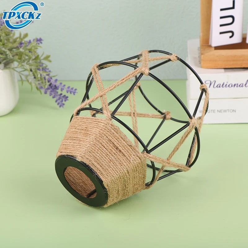 Mini kovové klietky Light Shades s tkaným konope lana - Vintage Farmhouse Pendant Ambades pre domáce a komerčné priestory