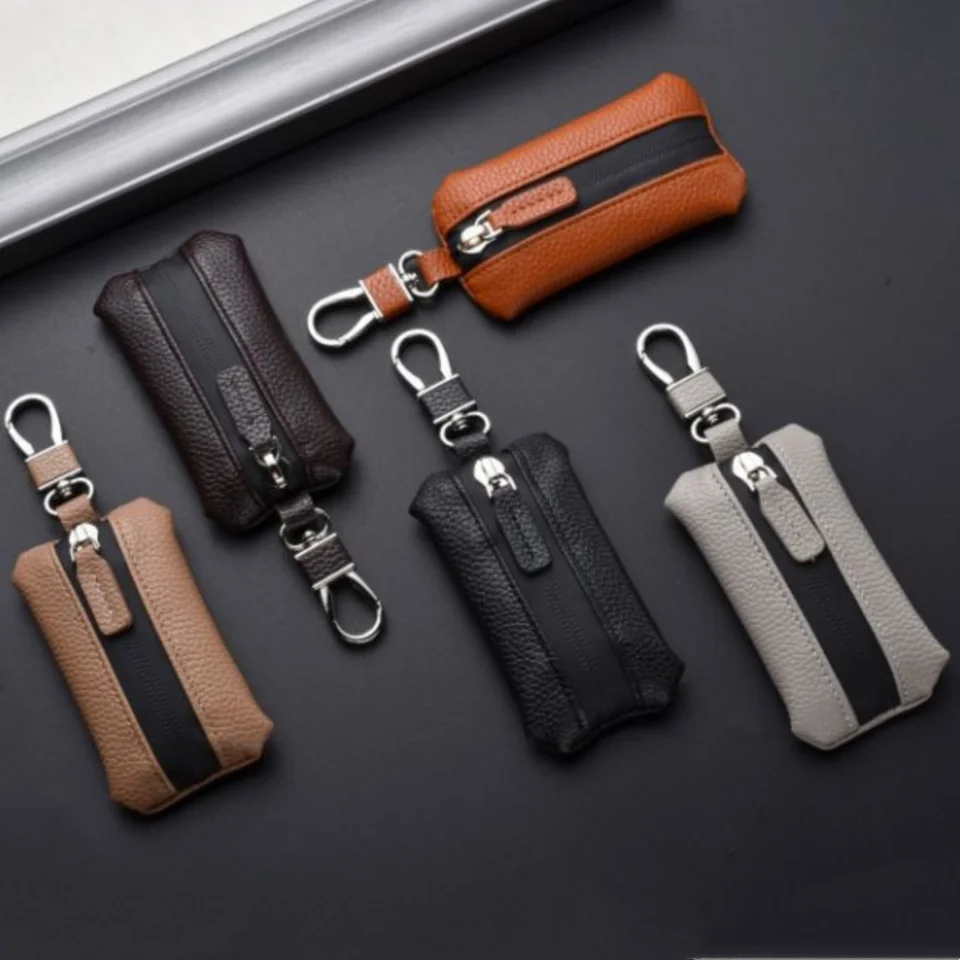 Mini kožená taška na kľúče Pánske autá Key tašky na zips s taškou Unisex vreckový držiak na kľúč.