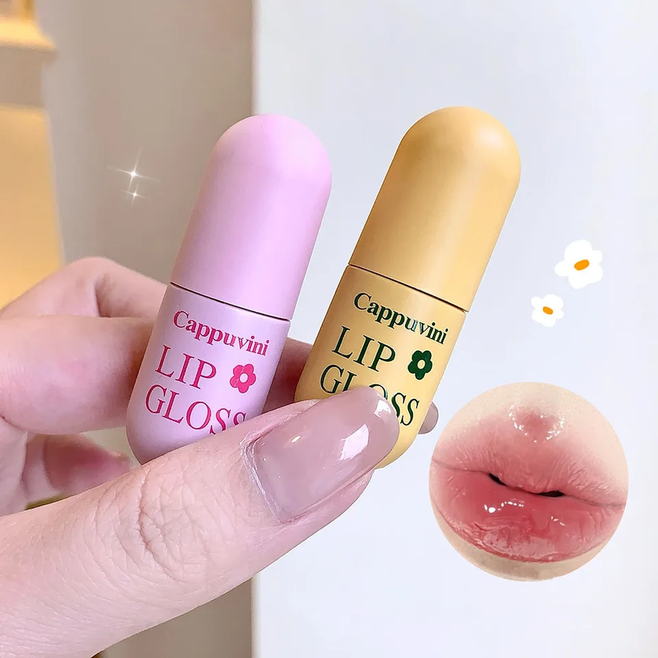 Mini kvapalina rúžový zrkadlo Zrkadlo Voda lesk na piest hydratujúci nahý červený rúž krištáľový odtieň Kórejský make -up želé Kozmetika Kozmetika