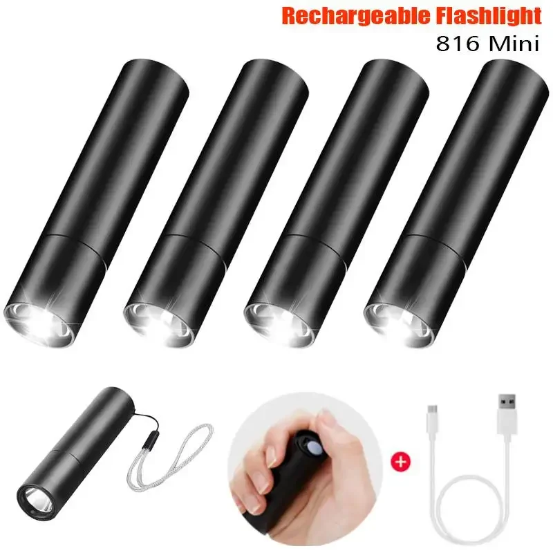 Mini kľúče baterka USB nabíjanie nepremokavá vrecká lampa 3 režimy vonku silné svetlo kemping s pevným zameraním baterky