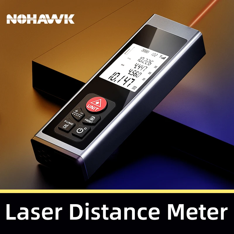 Mini laserový merač vzdialenosti Nabíjateľný vysoko presný multifunkčný digitálny lak merací nástroj s dĺžkou