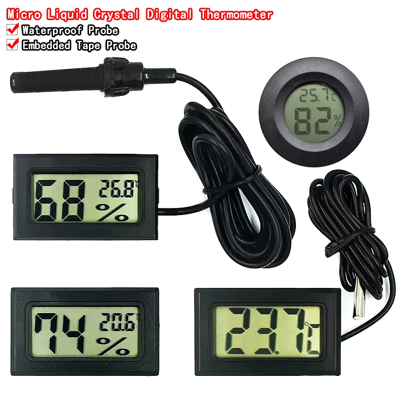 Mini LCD digitálny teplomer používaný na teplotu mrazničky - 50-110 ℃ chladničník v interiéri a vonkajšia vodotesná sonda