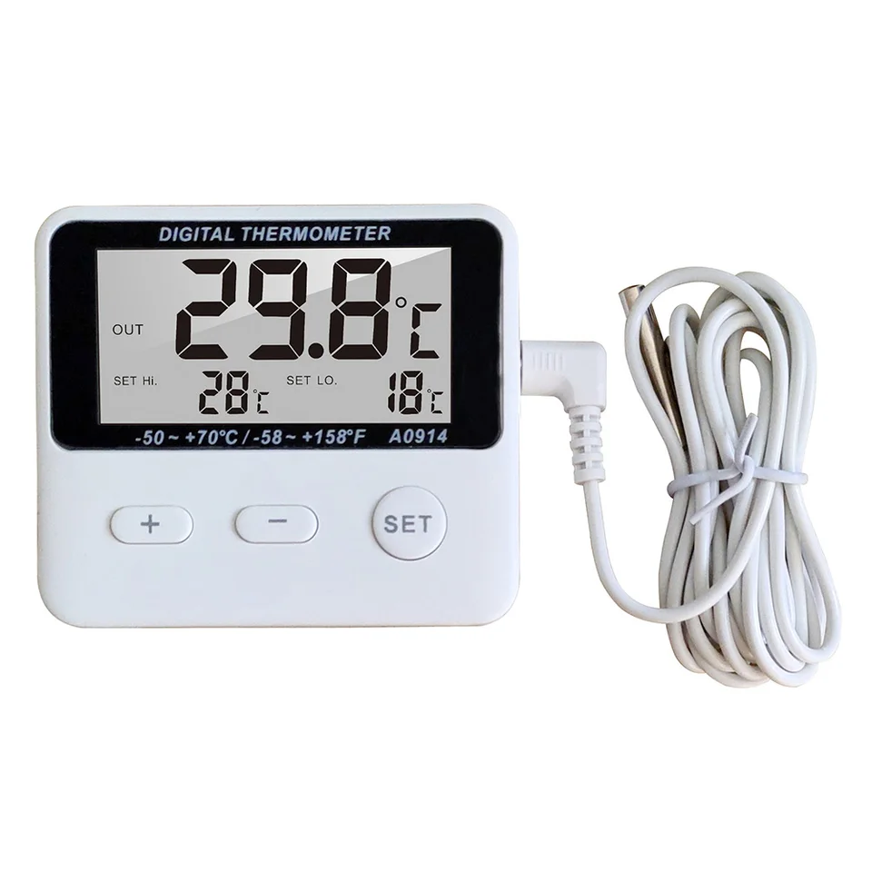 Mini LCD Digitálny teplomer s snímačom sondy Vnútorná vonkajšia teplota meracieho meracieho merača bazénu chladničkou Nádrže s káblom