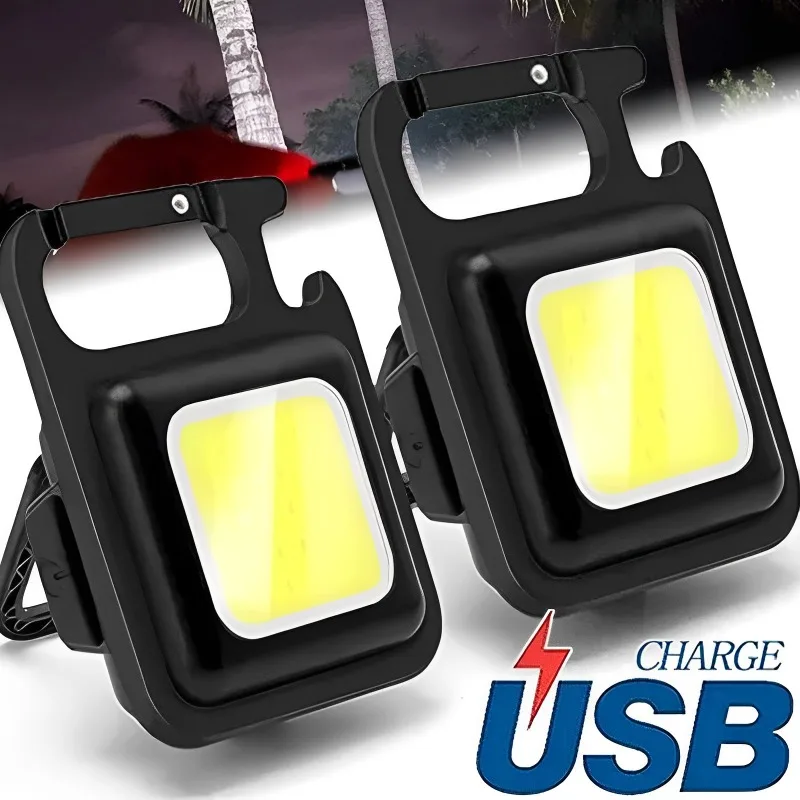 Mini LED Keychain baterky Multifunkčné prenosné klasické pracovné svetlo USB nabíjacie kempingová lampa vonkajšia baterka Rybárska lucerna