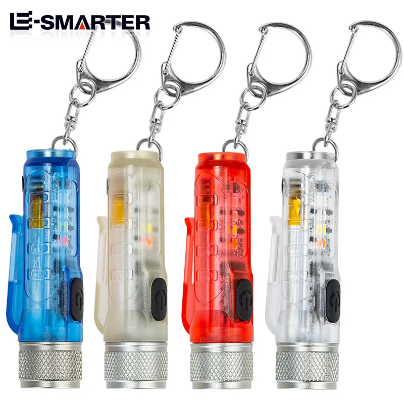 Mini LED keychain svetlo prenosné svetelné svetelné malá baterka EDC Outdoor 10 osvetľovacích režimov vodotesné kempingové varovanie silné baterky silné baterky