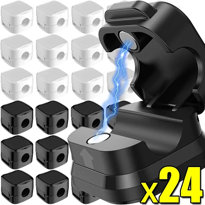 Mini magnetické káblové sponky Self-pasívne nastaviteľné držiak kábla káblového drôtu Keeper Manager Domov Office Desktop Cable Organizátori