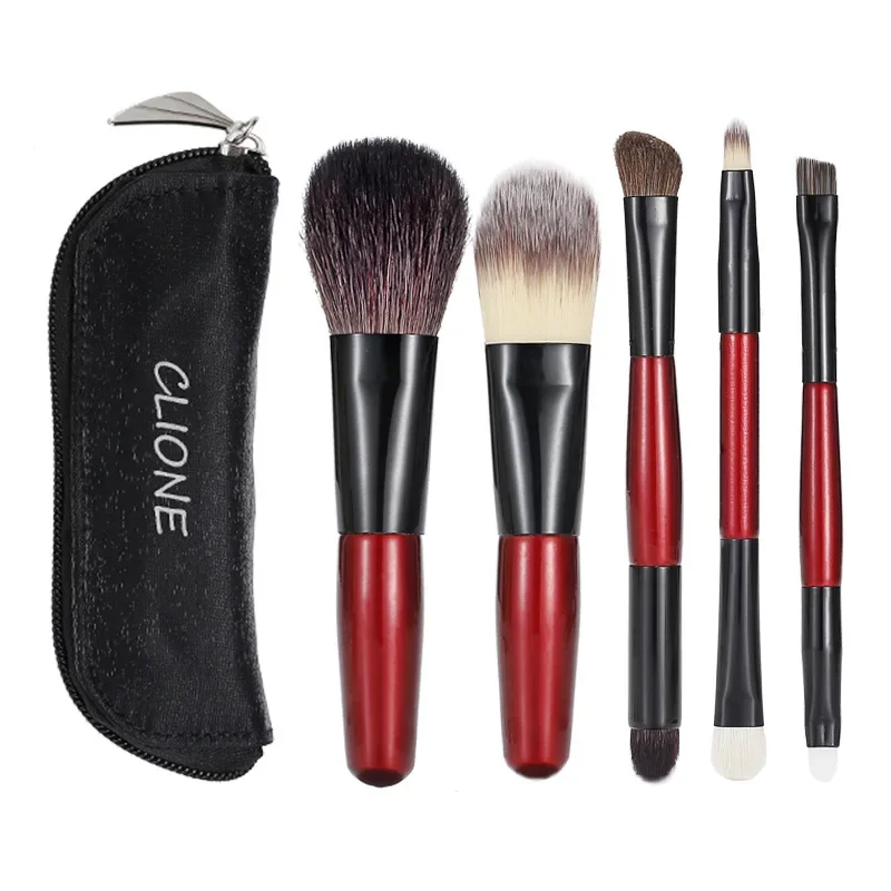 Mini make -up kefy súprava 5 ks očné tieňové základy práškový rias na pery korektor červenanie kefy make -up set kefy prenosný prenosný mäkký