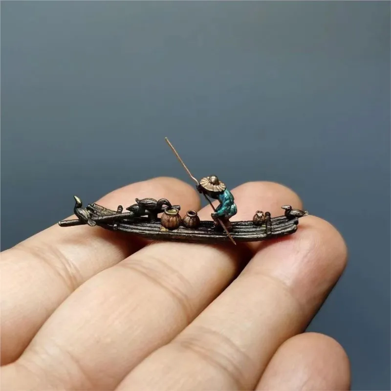 Mini medené rybárske člny Drevené plte farebné maľované bonsai mikro krajiny dekoratívne doplnky malé dekorácie ozdoby ZE532