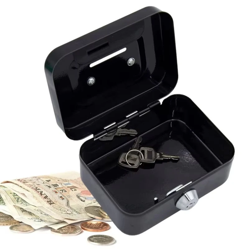 Mini Metal Cash Box Money Bank Change Security Box