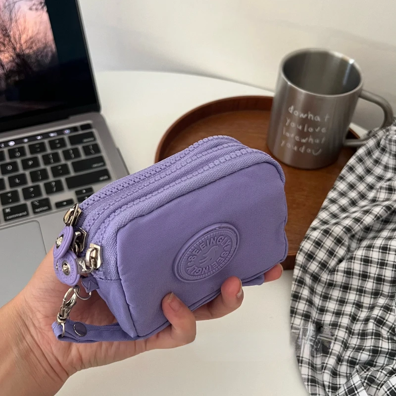 Mini mincová kabelka kľúča Dámske peňaženky Zipper vodotesný prenosný trojvrstvový držiak karty Žena dievčenská kabelka vrecká na slúchadlá