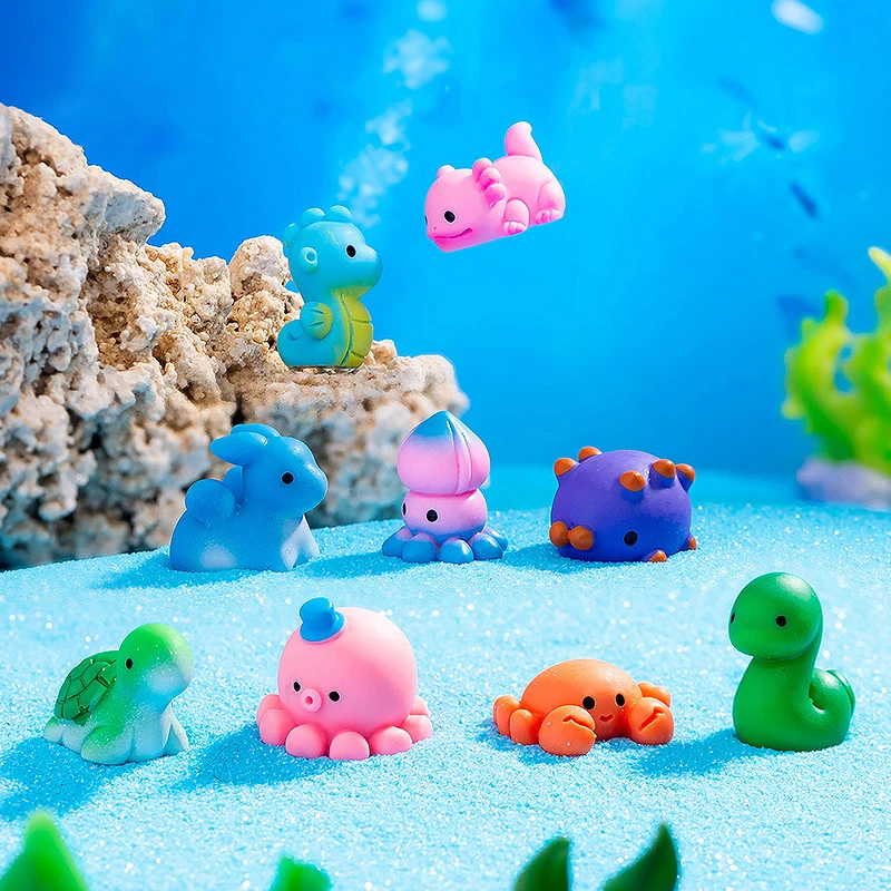 Mini morský život karikatúra delfínová krabová cetlefish Octopus Micro Krajina Dollhouse Domáca dekor