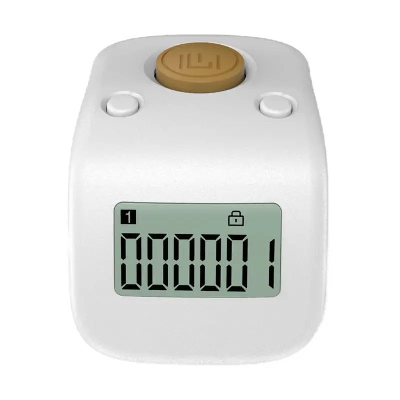 Mini nabíjateľné digitálne LCD prsteňový krúžok z obvodu 6 -miestnych pultových guľôčok modlitba Clicker 6 kanálov Counting