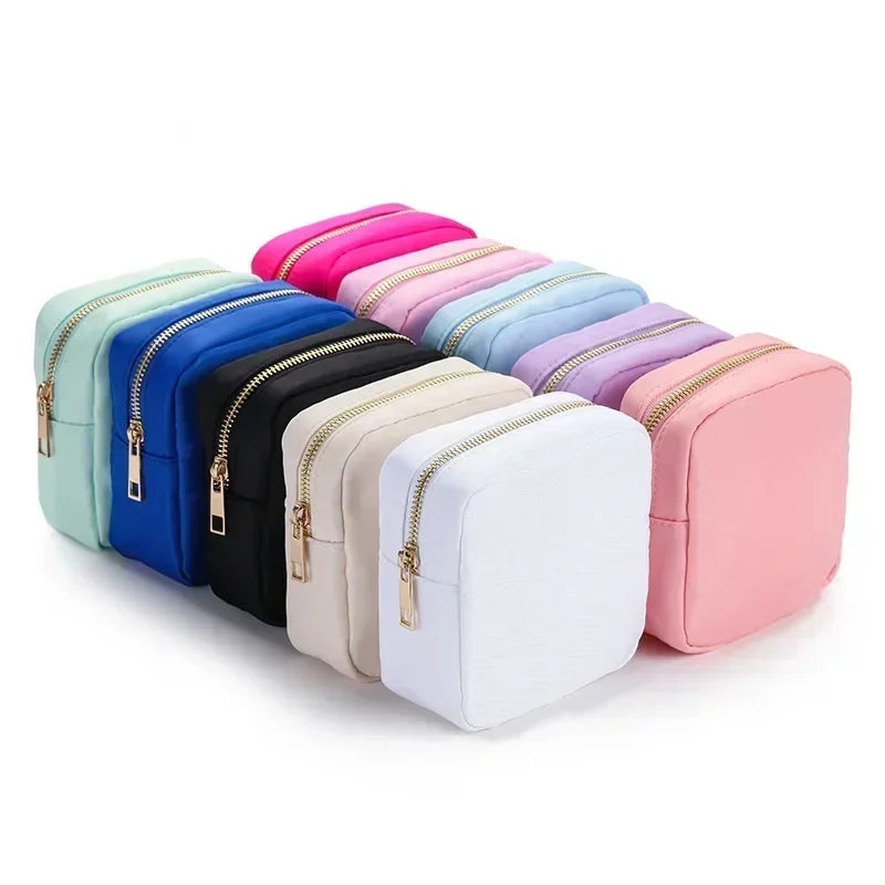 Mini nylon make -up tašiek toaletné kozmetické skladovacie vrecko Vodotesný zips malé vrecko mince sanitárna obrúsky pre ženy dievčatá