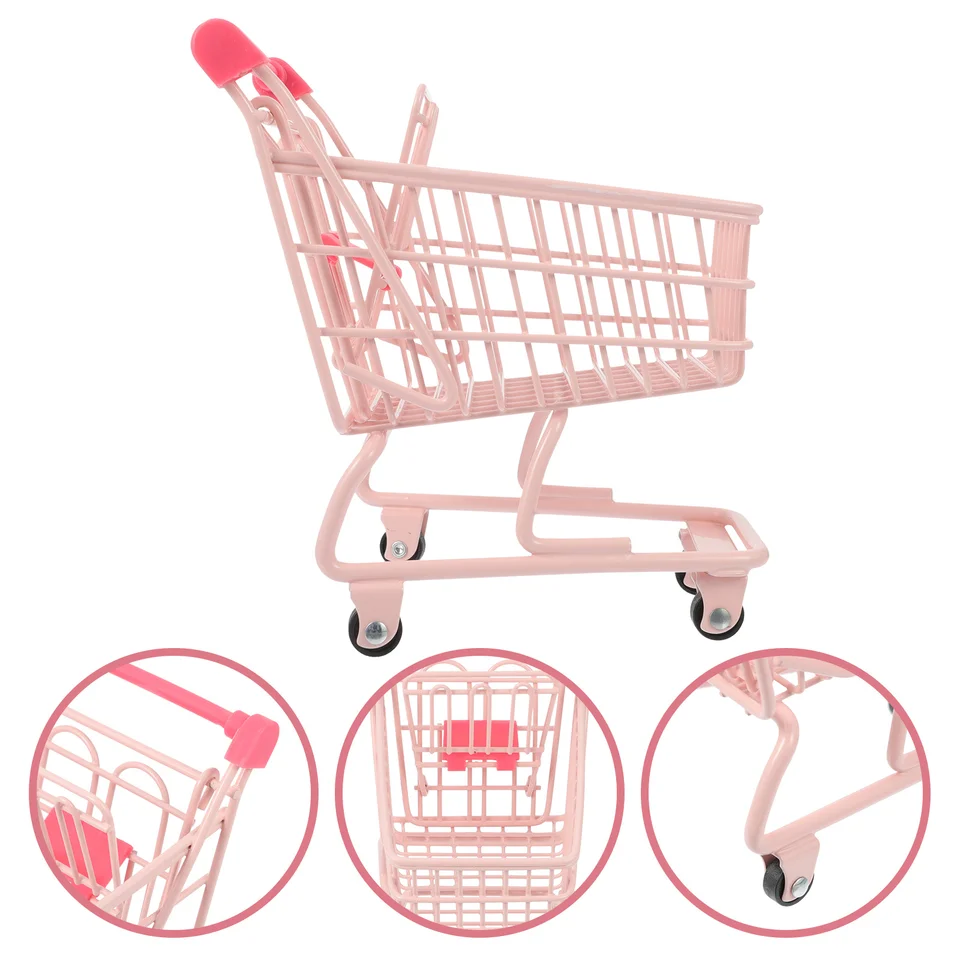 Mini nákupné košíky Kids Kitchen Hračka kovový vozík Kreačný železný supermarket ručný úžitkový dekoratívny