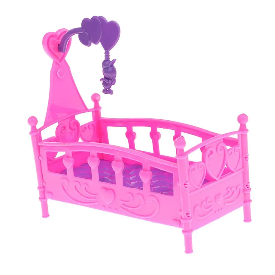 Mini odnímateľná detská postieľka Crib Cradle Model pre Kelly Dolls House Accessories