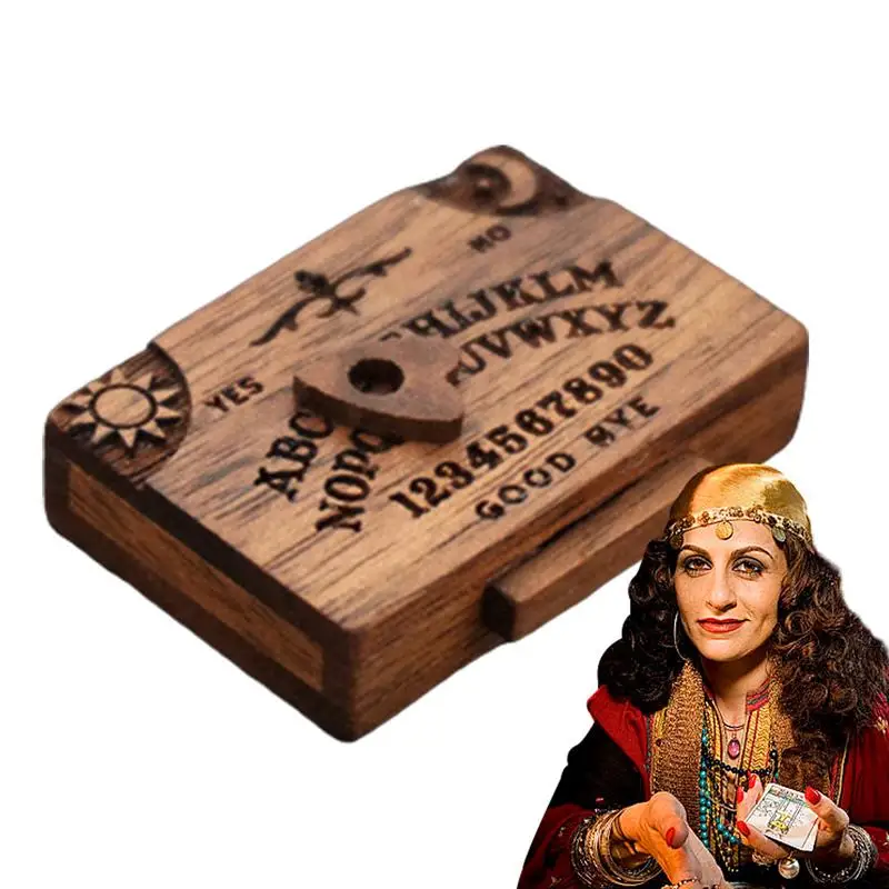 Mini Ouija Board Game Drevená doska Ouija abeceda vintage s Planchette Miniature Board Divination Tools pre dekoráciu stola