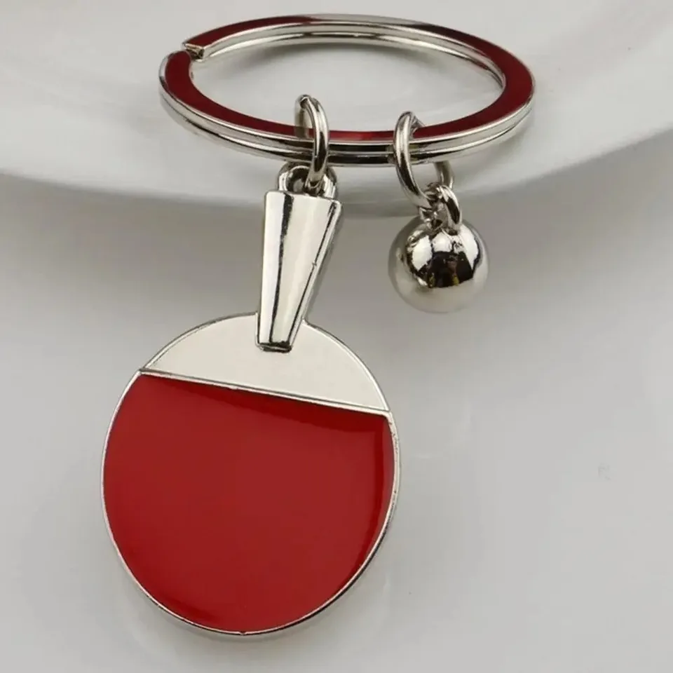 Mini pingpong Bat Ball Ball Keychain Zinc Zinc zliatiny Darčeky Mini pingpong netopiere Keyring Keychain Kreatívny stolný tenis kľúčový reťazec