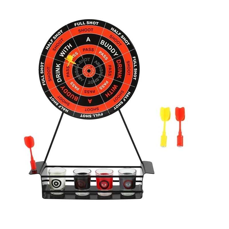 Mini pitie hry Dart Shot Party Games Roulette Bar Game so 4 sklenenými pohármi a 1 darčekmi pre novinky Target Rack