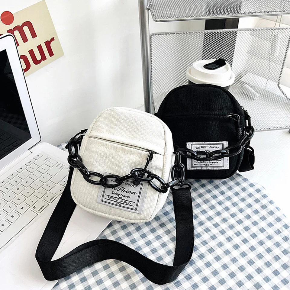 Mini plátno Malé tašky pre ženy Kórejský štýl všestranné tašky Messenger Tašky Študentské ramenné tašky Small Girl's Crossbody Phone Touch