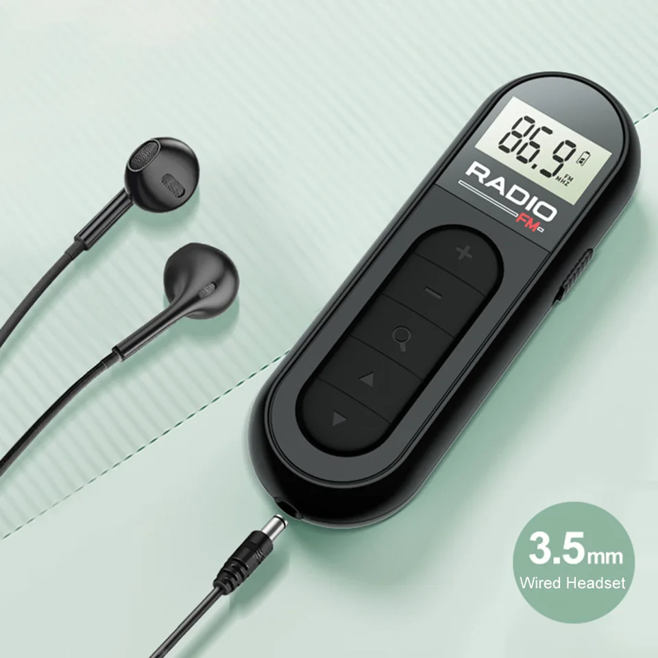 Mini Pocket FM Radio Nabíjateľné rádio Walkman Radio s podsvietením LCD displej 3,5 mm slúchadiel konektor pre stretnutie so športovými turistickými sprievodcami