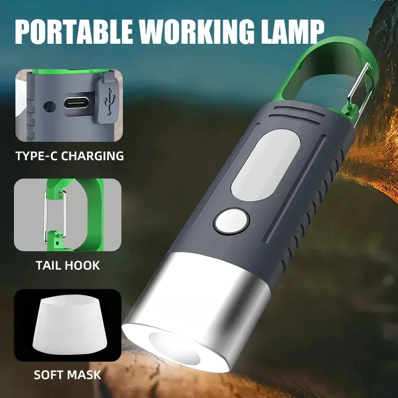 Mini pohodlná vysoko výkonná LED baterka kempingová baterka, 3led a bočné svetlá Teleskopické vodotesné svetlo, lampa