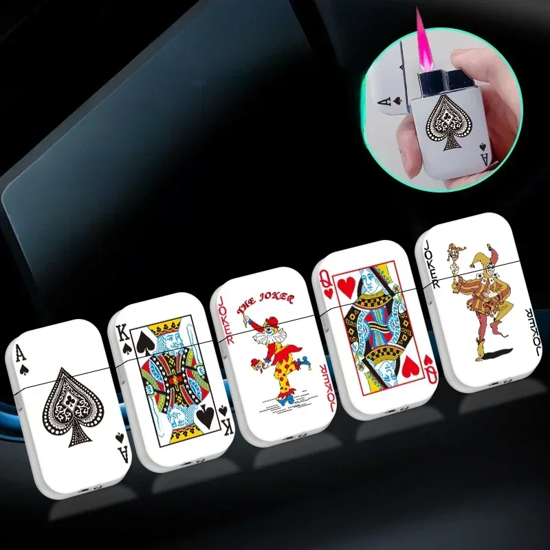 Mini poker plyn svetlo kov Pink Flame Windproof Atter nafukovacie nafukovacie gadgety pre mužov pre mužov fajčia