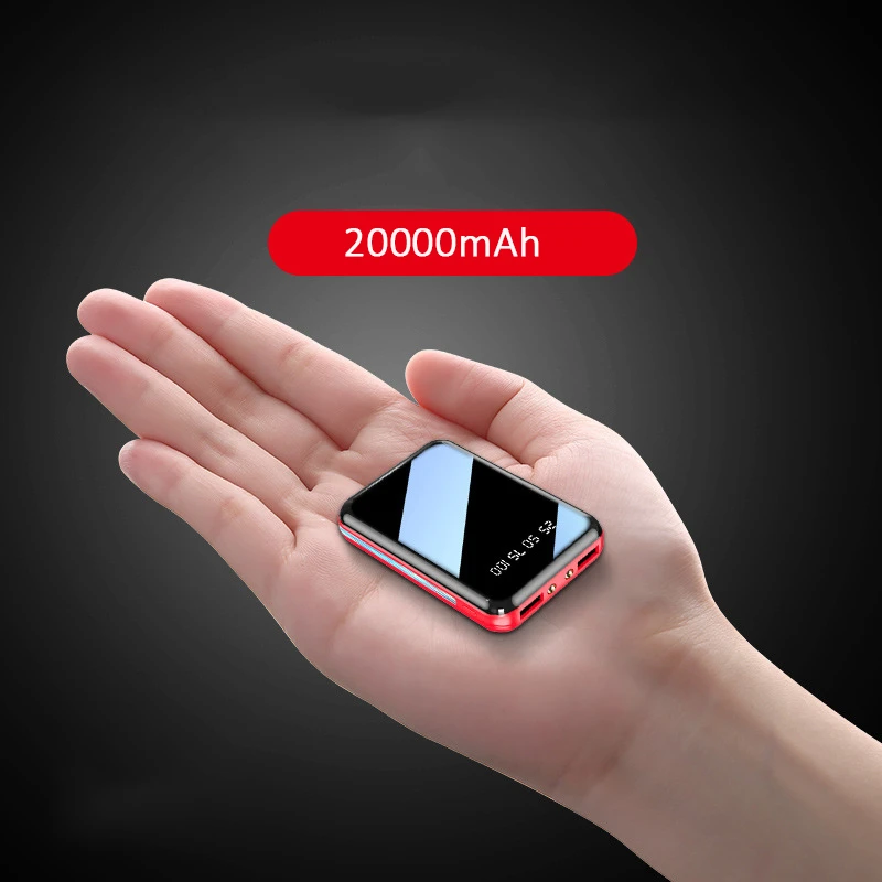 Mini Power Bank 20000 mAh zrkadlová obrazovka Prenosná nabíjačka Powerbank pre iPhone Samsung Huawei Xiaomi Externá rezervná batéria