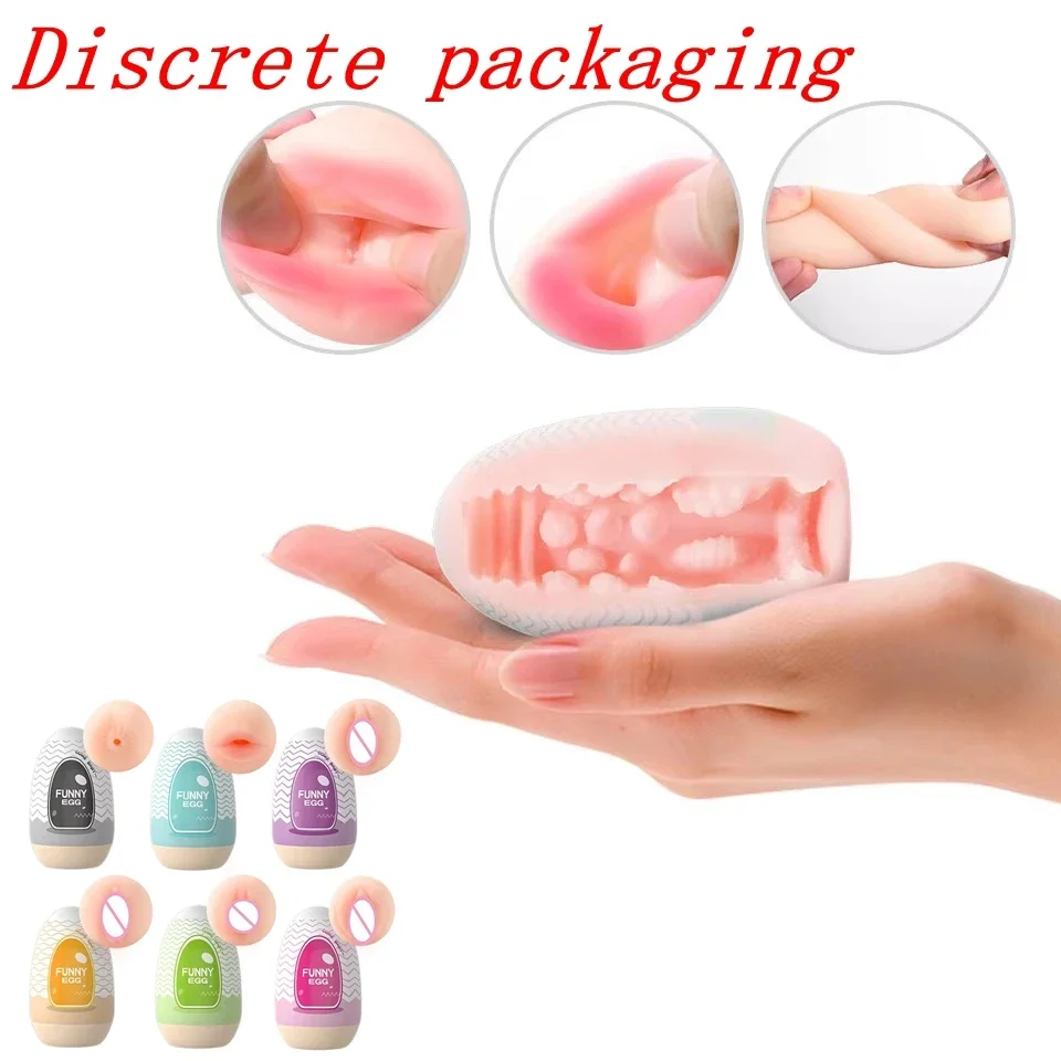 Mini prenosná masturbácia vaječnú šálku realistická vagína Začiatočník Soft Masturbation Cup Massager Stimulátor sexuálne hračky pre človeka