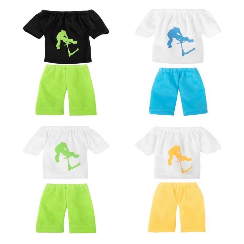 Mini prsty oblečenie Set Finger Pants Tričko Scooter Skateboards Outfit 69HE