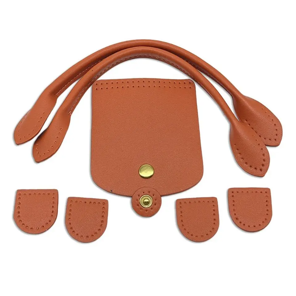 Mini Pu Leather Dumpling Bun Set Pasnú farbu DIY háčkované vrecká s otvormi Pattwork rukoväť DIY ručne vyrobené príslušenstvo