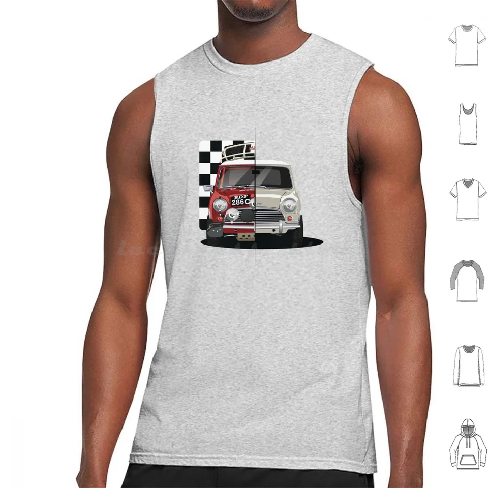Mini rallycar Tank Tops vesty bez rukávov Mini rallycar Classic Dirt RaceCar Cooper Works Austin Monte Carlo Bean