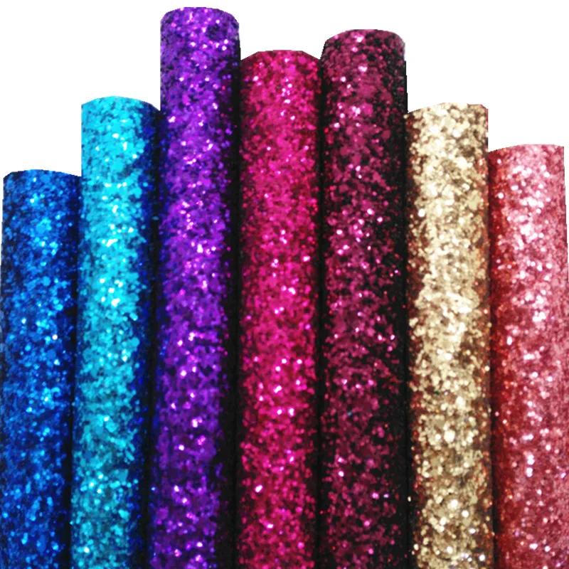 Mini Roll 30x134cm Chunky Glitter Leather Glitter Faux Vinyl Triktors Leather Lisets s plsteným podkladom pre náušnice DIY Q438