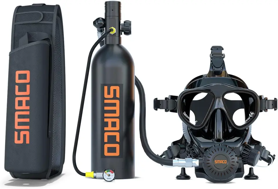 Mini Scuba Tank s plnou maskou na potápanie, S400 Pro 1L Prenosný mini potápačský tank opakovane použiteľná fľaša na poníky až do 20 minút potápania