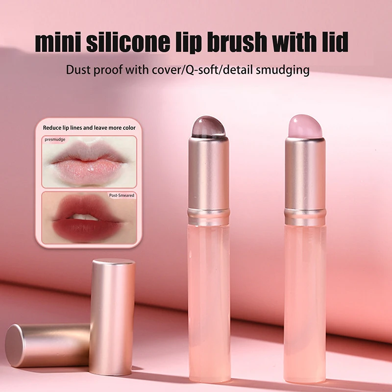 Mini silikónová kefka na pery s vekom okrúhla make-up kefa na kefu Lipstick Aplikátor Viacnásobné použitie Mini korektor kefový prenosný make-up nástroj