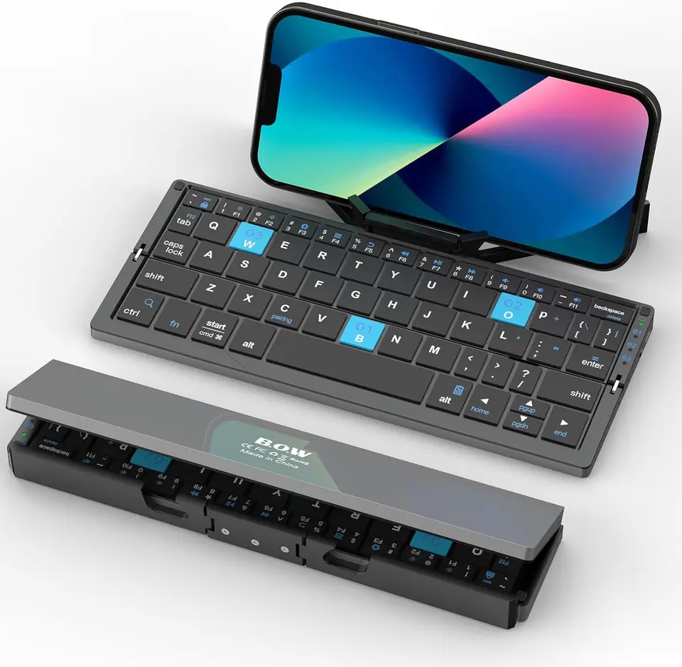Mini skladacia klávesnica Bluetooth, hliníková zliatina Mini tichá skladacia klávesnica prenosná prenosná prenosná klávesnica Bluetooth pre parnú palubu